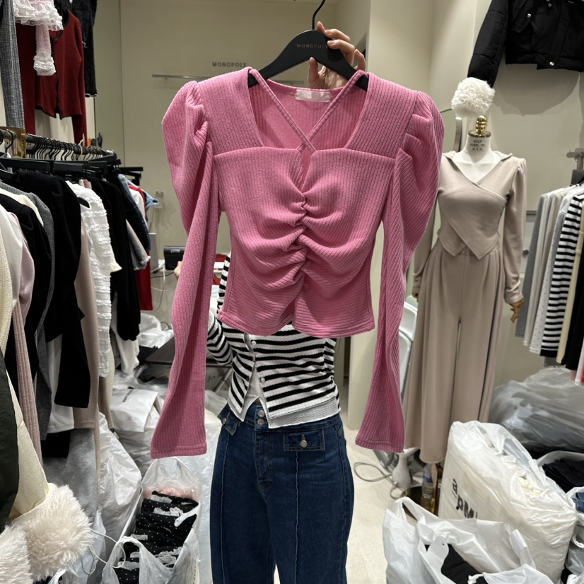 MONOPOLY東大門㊣代購女裝新品熱賣休閑時尚推薦職業長袖T恤MONO_POLY長袖T恤圖色3