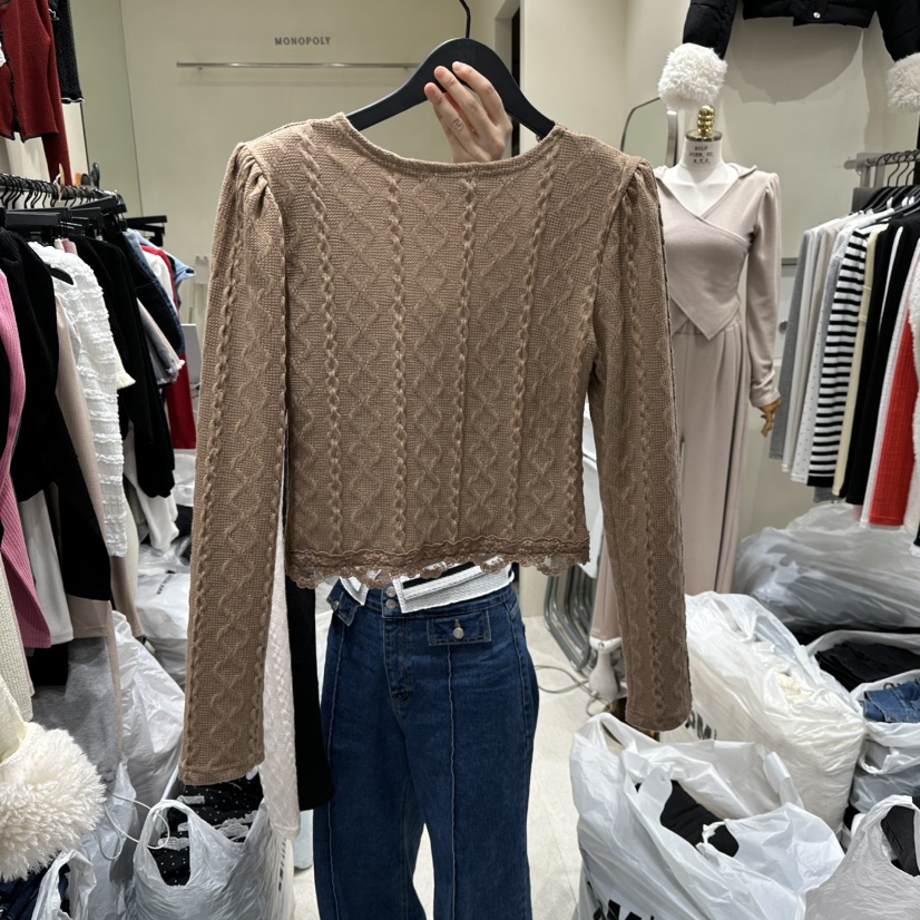 MONOPOLY東大門㊣直郵女士新品熱賣休閑時尚25秋冬針織衫假兩件MONO_POLY針織衫