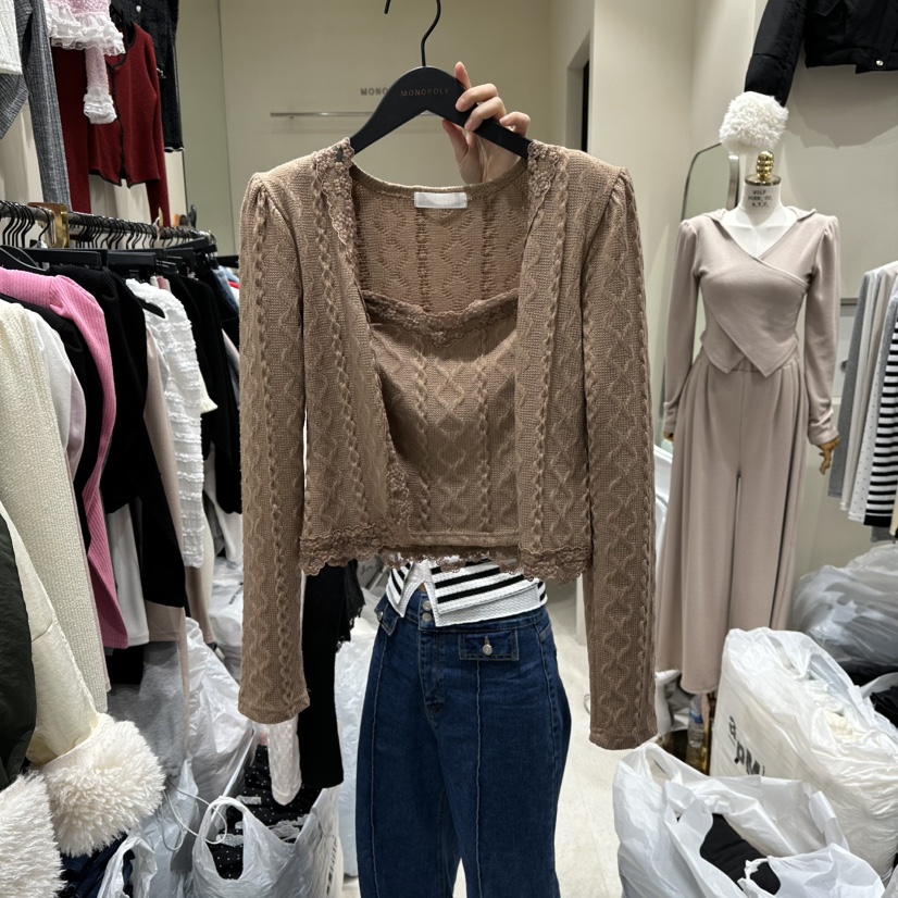 MONOPOLY東大門㊣直郵女士新品熱賣休閑時尚25秋冬針織衫假兩件MONO_POLY針織衫圖色2