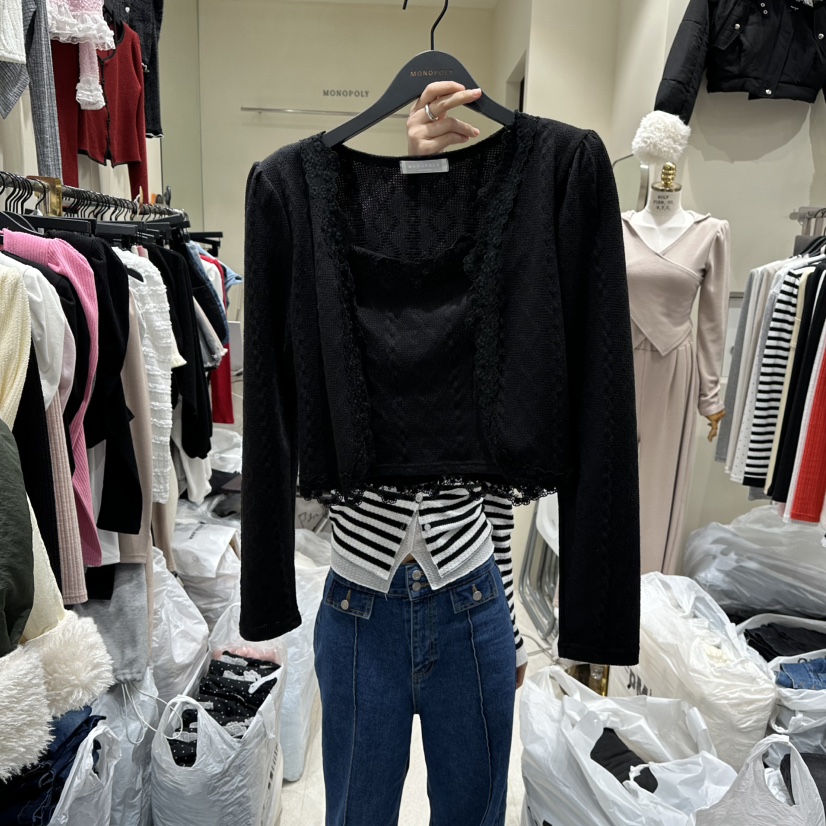 MONOPOLY東大門㊣直郵女士新品熱賣休閑時尚25秋冬針織衫假兩件MONO_POLY針織衫圖色3