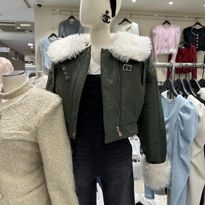 MONOPOLY東大門㊣實拍女士新品熱賣職業休閑短款棉服jp棉絨MONO_POLY短款棉服