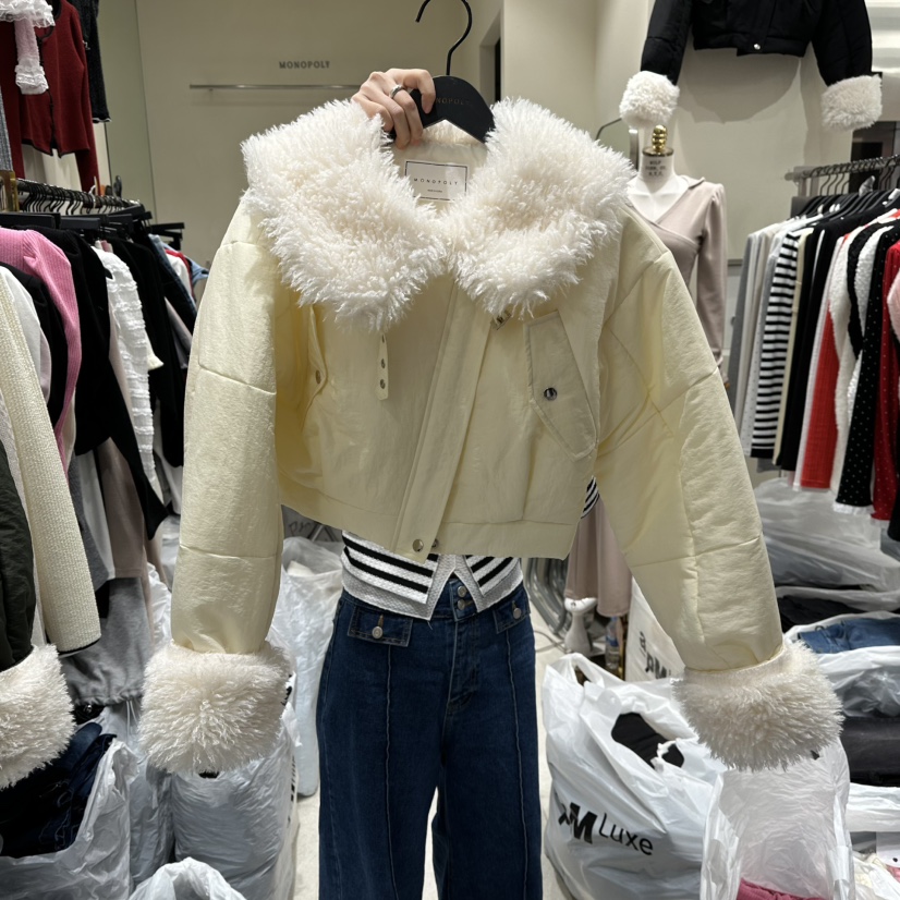 MONOPOLY東大門㊣實拍女士新品熱賣職業休閑短款棉服jp棉絨MONO_POLY短款棉服圖色1