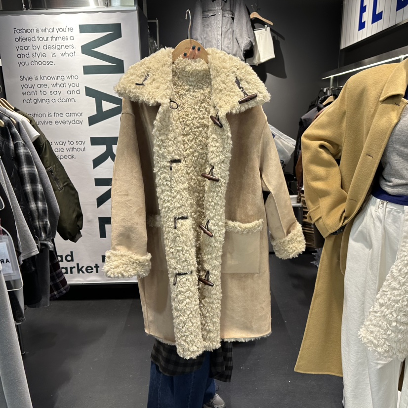 EL BOSQUE東大門㊣直郵女裝新款時尚中長款大衣里外穿羊毛雙面EL BOSQUE中長款大衣