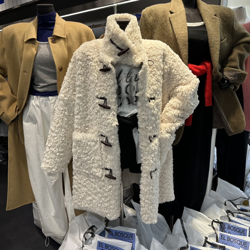 EL BOSQUE東大門㊣直郵女裝新款時尚中長款大衣里外穿羊毛雙面EL BOSQUE中長款大衣圖色1