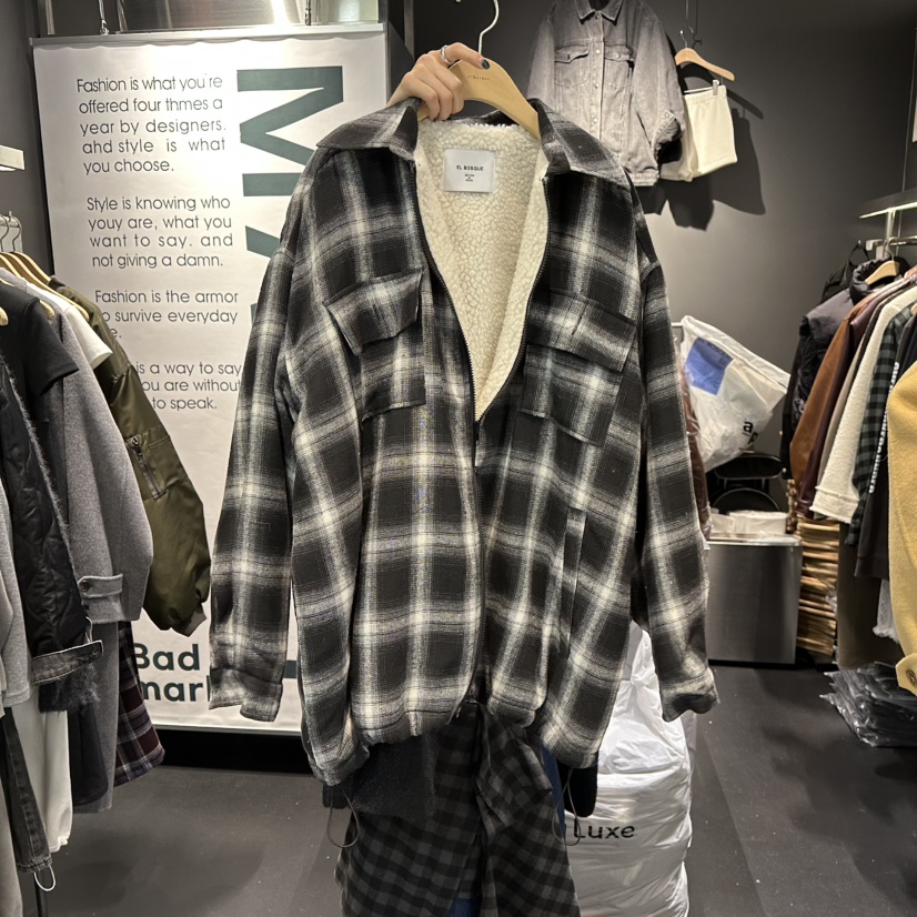 EL BOSQUE東大門㊣直郵女裝新款時尚夾克不含內搭加絨格紋EL BOSQUE夾克圖色1