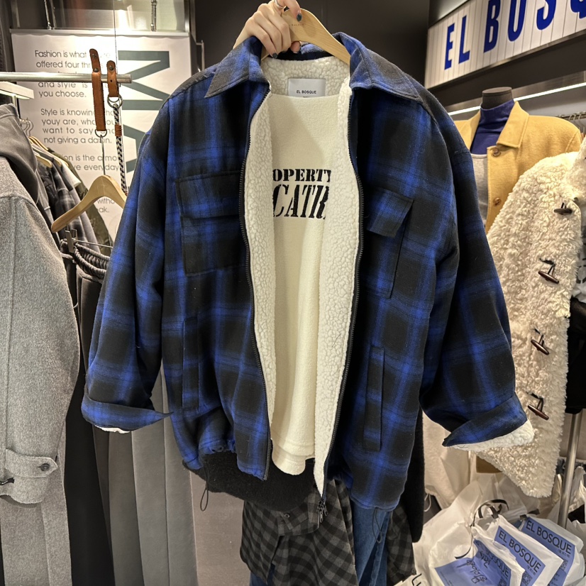 EL BOSQUE東大門㊣直郵女裝新款時尚夾克不含內搭加絨格紋EL BOSQUE夾克圖色2