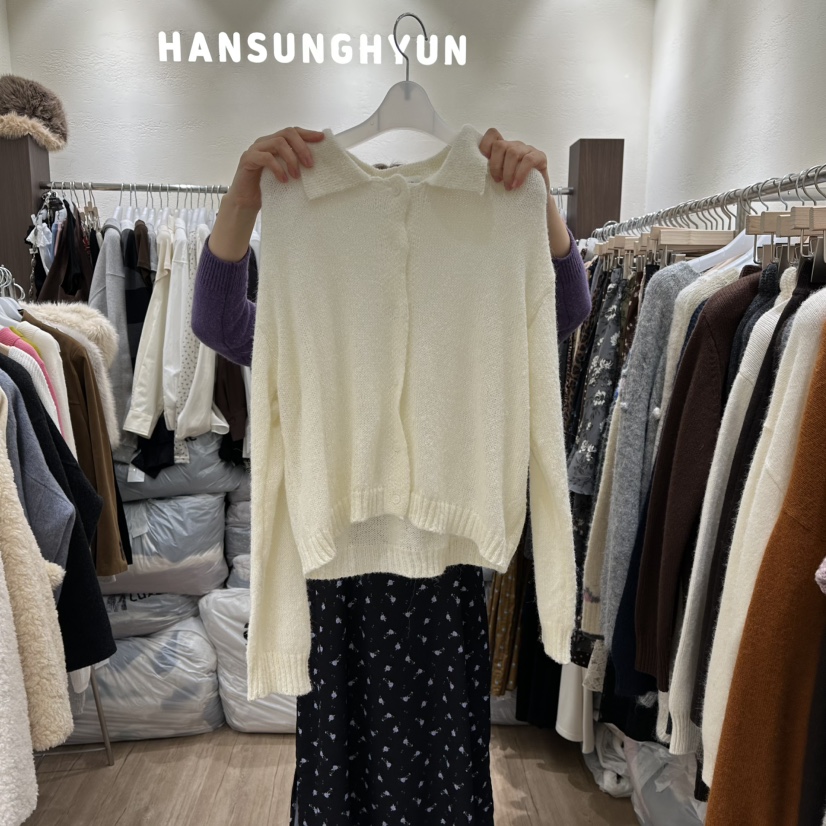 HANSUNGHYUN東大門㊣實拍女裝新品休閑職業25秋冬針織衫羊毛開衫HANSUNGHYUN針織衫圖色1
