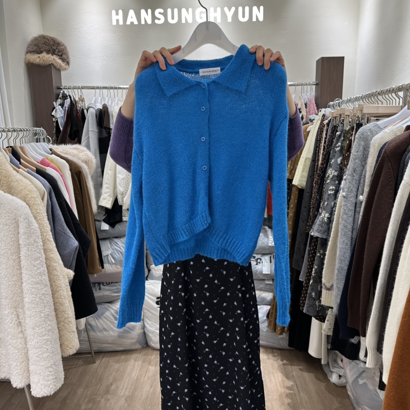 HANSUNGHYUN東大門㊣實拍女裝新品休閑職業25秋冬針織衫羊毛開衫HANSUNGHYUN針織衫圖色3