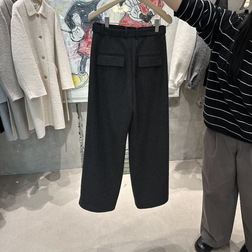 LAMAGIEPIE東大門㊣代購女士新款推薦25秋冬休閑褲含腰帶抓絨LAMAGIE GREY休閑褲