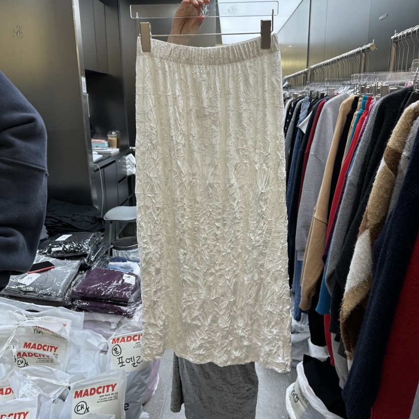 MADCITY韓國代購㊣女士新品職業25秋冬人氣休閑時尚長裙天鵝絨MADCITY長裙圖色2