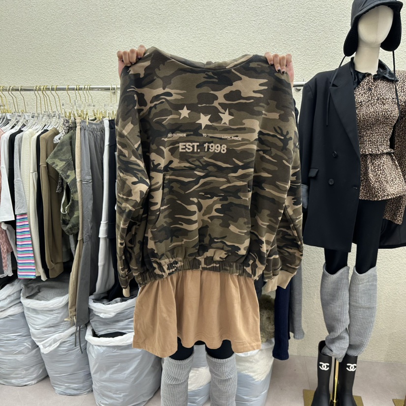 DRAWING韓國直郵㊣女士新款熱賣休閑推薦衛衣荷葉邊加絨連帽DRAWING衛衣圖色1