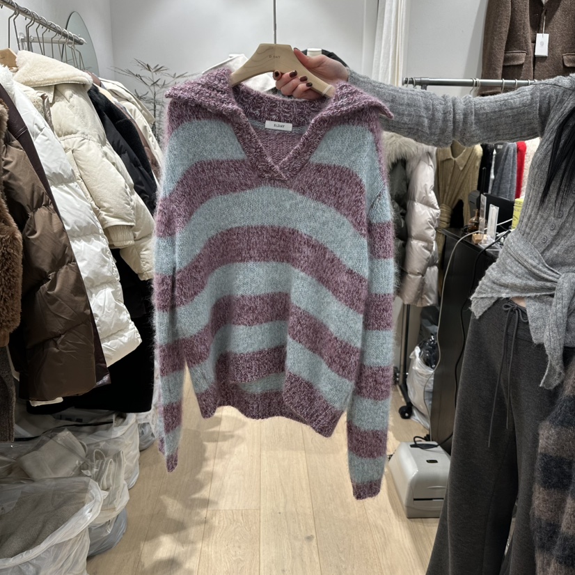 DDAY東大門㊣實拍女士新款25秋冬人氣休閑熱賣時尚毛衣馬海毛DDAY毛衣圖色1