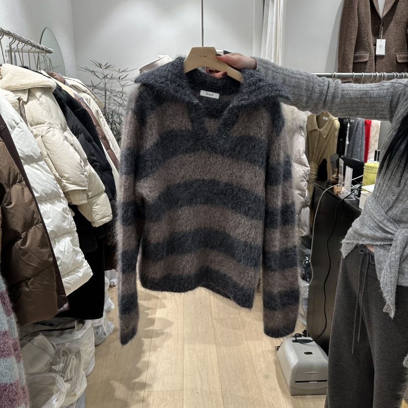 DDAY東大門㊣實拍女士新款25秋冬人氣休閑熱賣時尚毛衣馬海毛DDAY毛衣圖色2