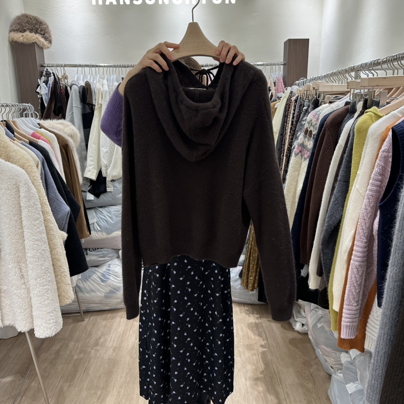 HANSUNGHYUN韓國直郵㊣女裝新品推薦熱賣毛衣連帽針織衫羊毛HANSUNGHYUN毛衣