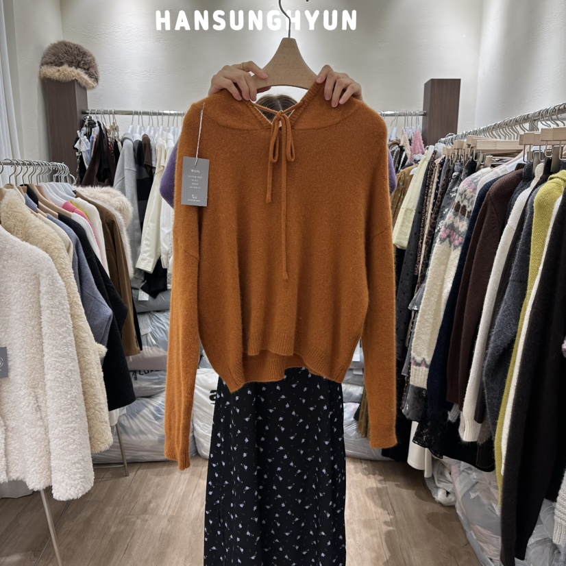 HANSUNGHYUN韓國直郵㊣女裝新品推薦熱賣毛衣連帽針織衫羊毛HANSUNGHYUN毛衣圖色2
