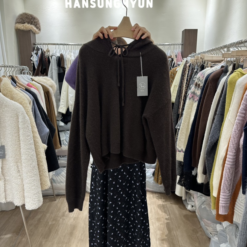 HANSUNGHYUN韓國直郵㊣女裝新品推薦熱賣毛衣連帽針織衫羊毛HANSUNGHYUN毛衣圖色3