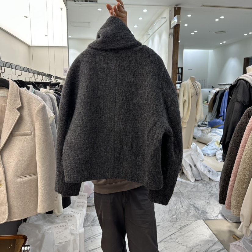 MOANA東大門㊣實拍女士新品休閑時尚人氣職業短款大衣含圍巾MOANA短款大衣