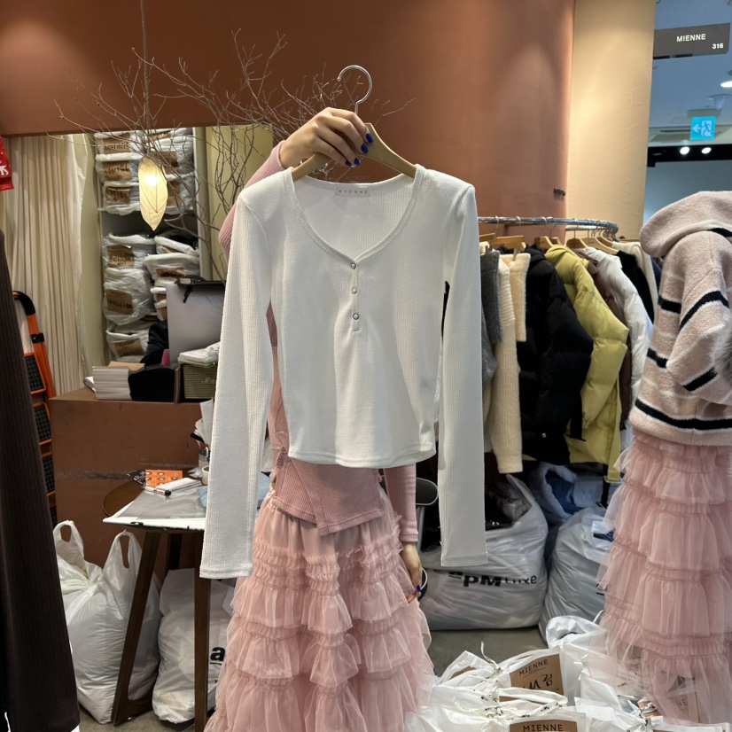 MIENNE東大門㊣直郵女士新品人氣休閑推薦25秋冬職業長袖T恤MIENNE長袖T恤圖色1