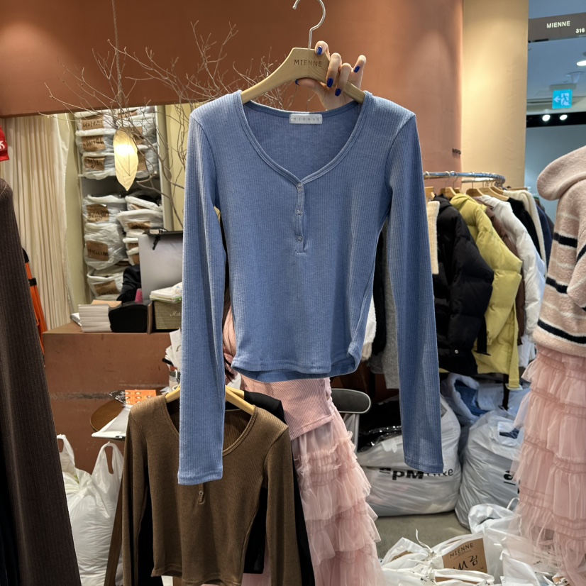 MIENNE東大門㊣直郵女士新品人氣休閑推薦25秋冬職業長袖T恤MIENNE長袖T恤圖色2
