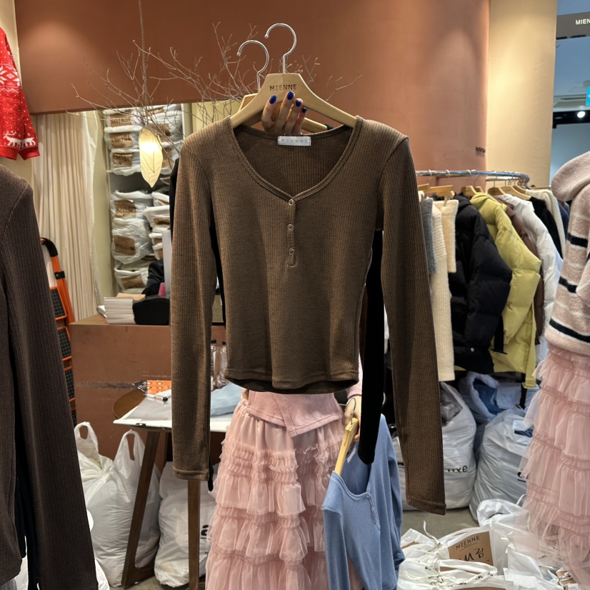 MIENNE東大門㊣直郵女士新品人氣休閑推薦25秋冬職業長袖T恤MIENNE長袖T恤圖色3