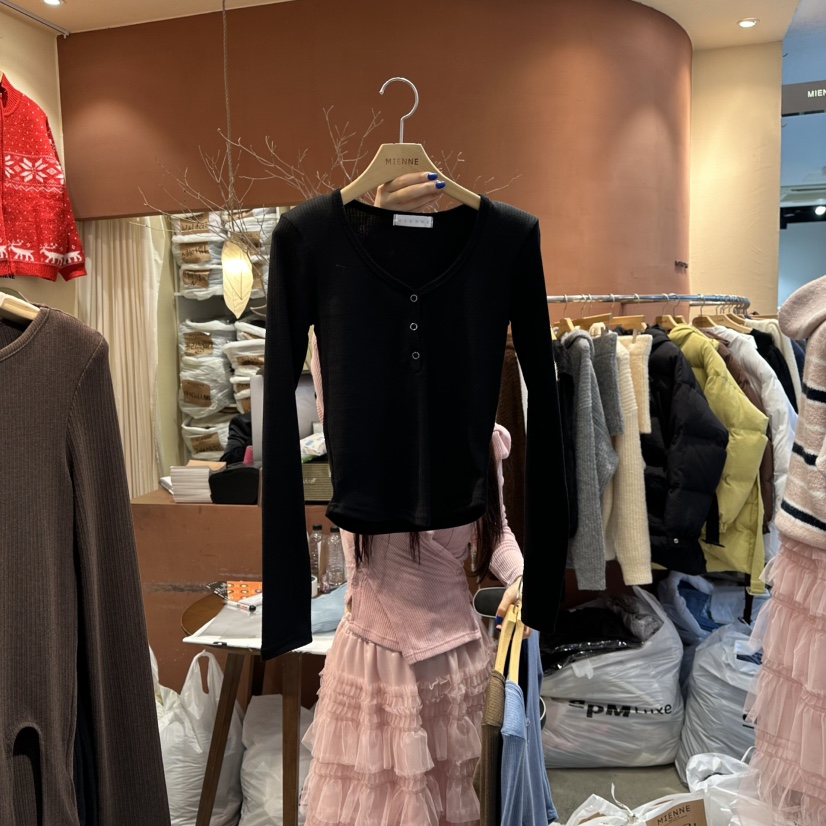 MIENNE東大門㊣直郵女士新品人氣休閑推薦25秋冬職業長袖T恤MIENNE長袖T恤圖色4