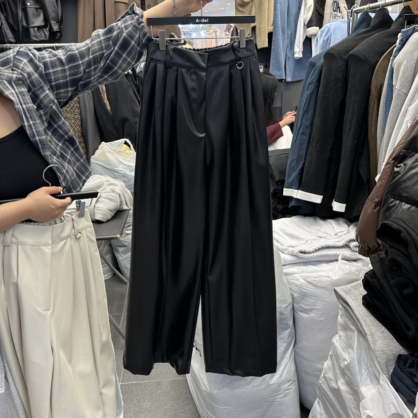 A-DEL東大門㊣代購女士新款職業休閑推薦熱賣人氣休閑褲皮革A-DEL休閑褲圖色3