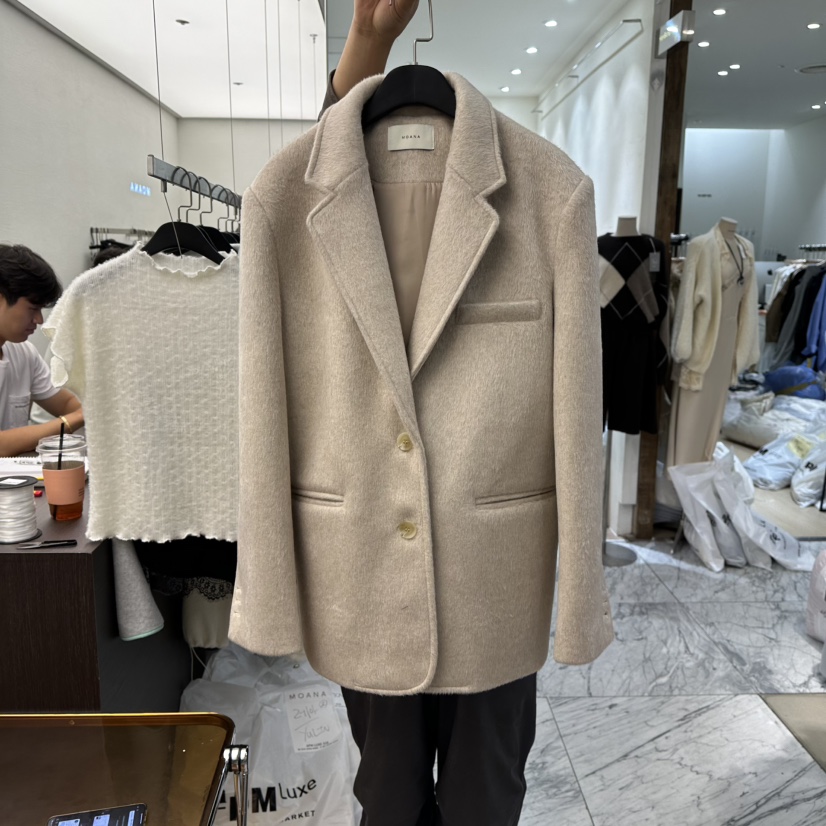 MOANA韓國直郵㊣女士新品人氣25秋冬推薦熱賣休閑職業短款大衣MOANA短款大衣圖色1