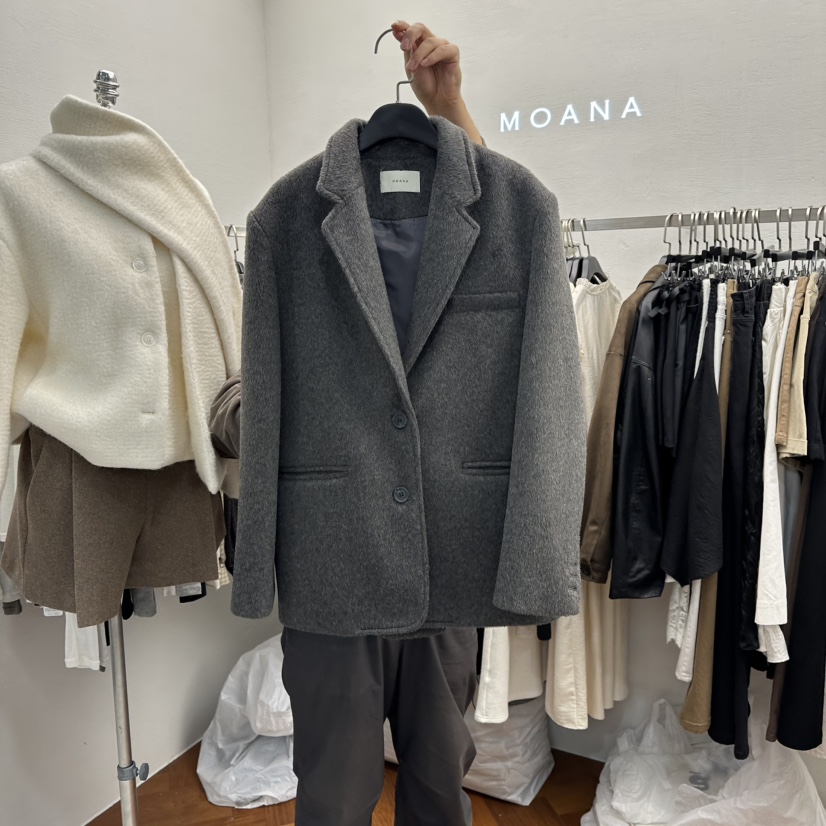 MOANA韓國直郵㊣女士新品人氣25秋冬推薦熱賣休閑職業短款大衣MOANA短款大衣圖色2