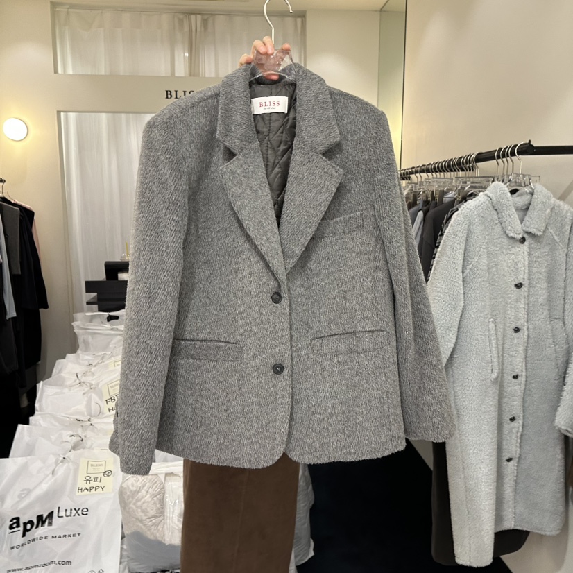 BLISS韓國代購㊣女士新款推薦休閑時尚熱賣人氣25秋冬短款大衣BLISS短款大衣圖色2