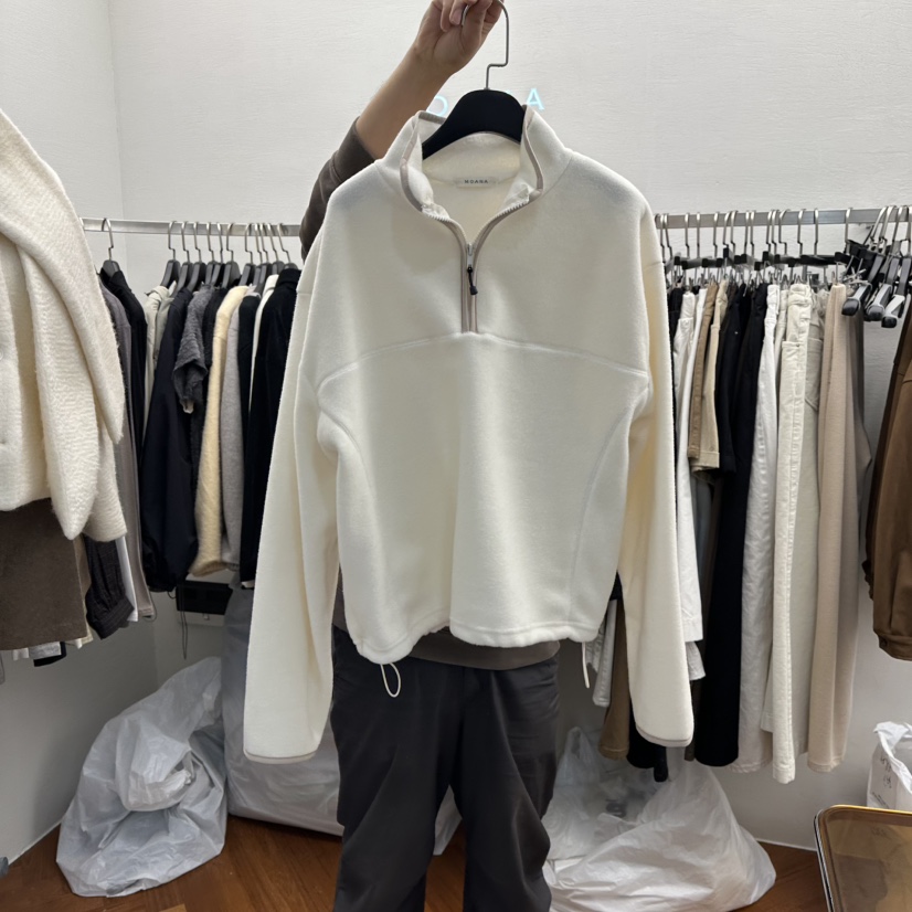 MOANA韓國直郵㊣女士新品25秋冬熱賣推薦職業衛衣加絨抓絨拉鏈MOANA衛衣圖色1