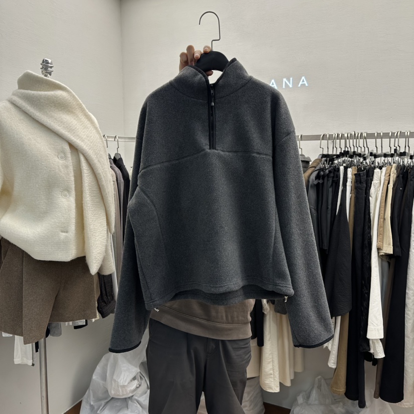 MOANA韓國直郵㊣女士新品25秋冬熱賣推薦職業衛衣加絨抓絨拉鏈MOANA衛衣圖色2