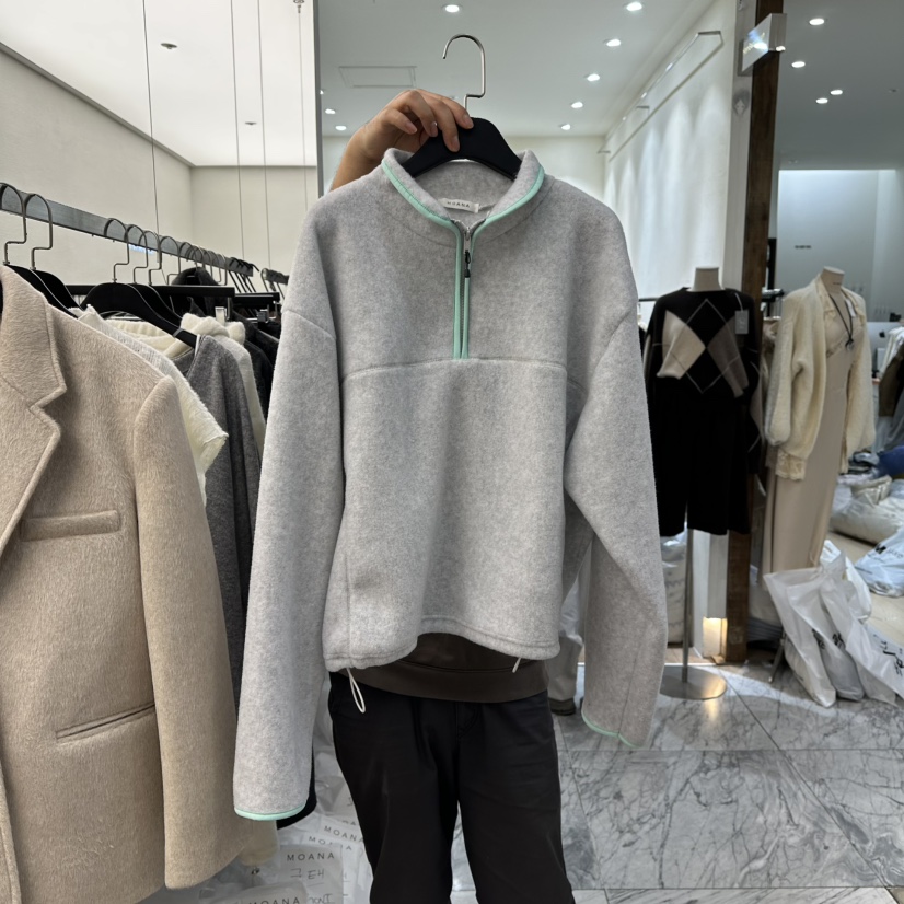 MOANA韓國直郵㊣女士新品25秋冬熱賣推薦職業衛衣加絨抓絨拉鏈MOANA衛衣圖色3