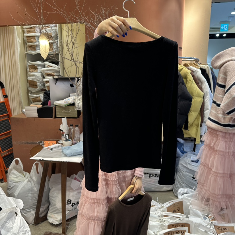 MIENNE東大門㊣直郵女士新款25秋冬職業時尚熱賣推薦長袖T恤MIENNE長袖T恤