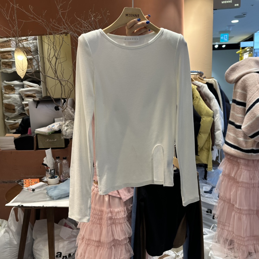 MIENNE東大門㊣直郵女士新款25秋冬職業時尚熱賣推薦長袖T恤MIENNE長袖T恤圖色1