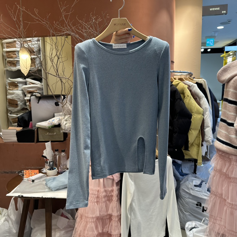 MIENNE東大門㊣直郵女士新款25秋冬職業時尚熱賣推薦長袖T恤MIENNE長袖T恤圖色2