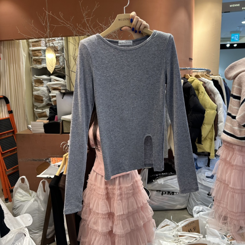 MIENNE東大門㊣直郵女士新款25秋冬職業時尚熱賣推薦長袖T恤MIENNE長袖T恤圖色3