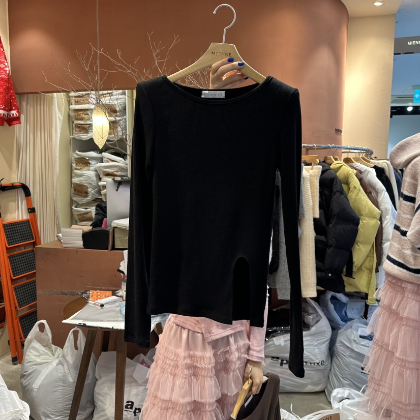 MIENNE東大門㊣直郵女士新款25秋冬職業時尚熱賣推薦長袖T恤MIENNE長袖T恤圖色5