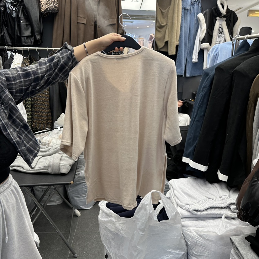 A-DEL韓國直郵㊣女士新品熱賣25秋冬職業推薦時尚T恤天鵝絨A-DELT恤