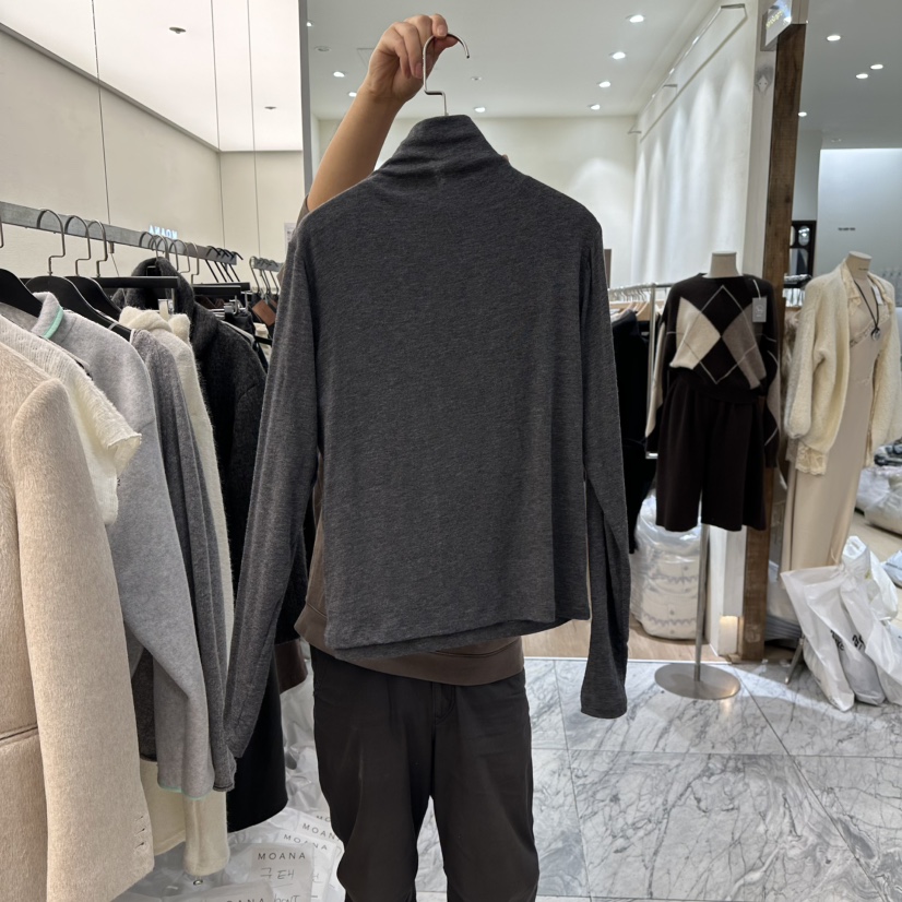 MOANA韓國直郵㊣女裝新品人氣熱賣推薦職業長袖T恤安哥拉紐扣MOANA長袖T恤