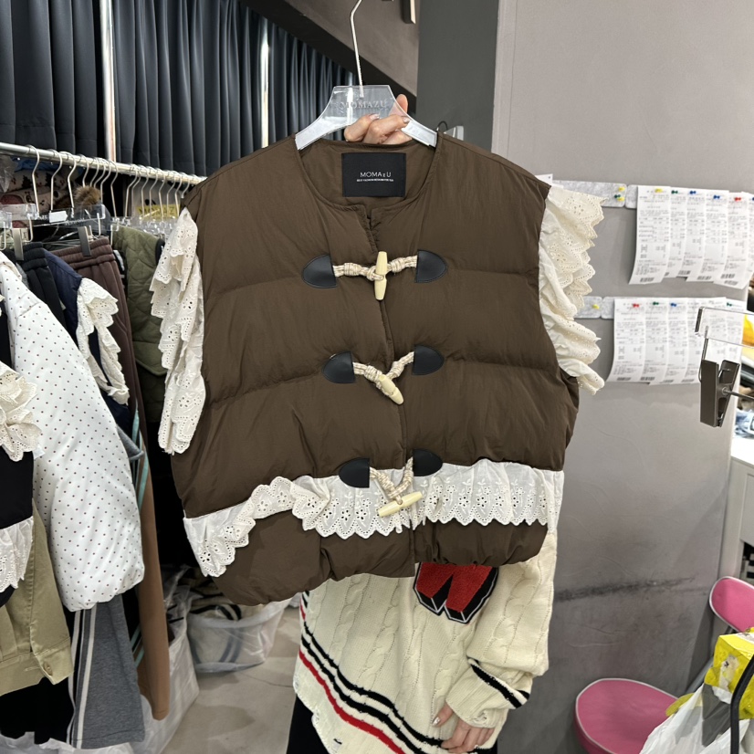 MOMAZU韓國代購㊣女士新品職業人氣推薦時尚25秋冬馬甲蕾絲MOMAZU馬甲圖色2