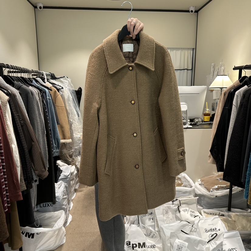 RE STOCK東大門㊣實拍女士新款25秋冬人氣時尚熱賣中長款大衣RE STOCK中長款大衣圖色1