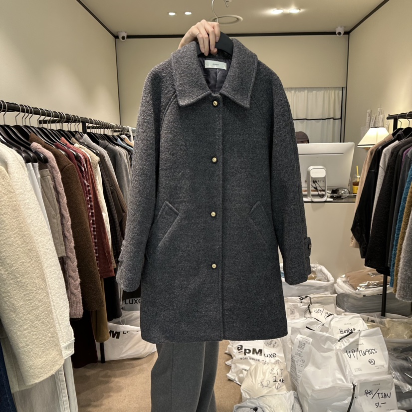 RE STOCK東大門㊣實拍女士新款25秋冬人氣時尚熱賣中長款大衣RE STOCK中長款大衣圖色2