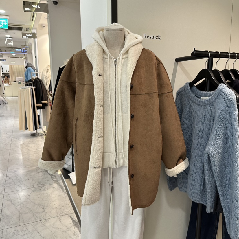 RE STOCK東大門㊣代購女士新品熱賣職業推薦休閑時尚短款大衣RE STOCK短款大衣圖色1