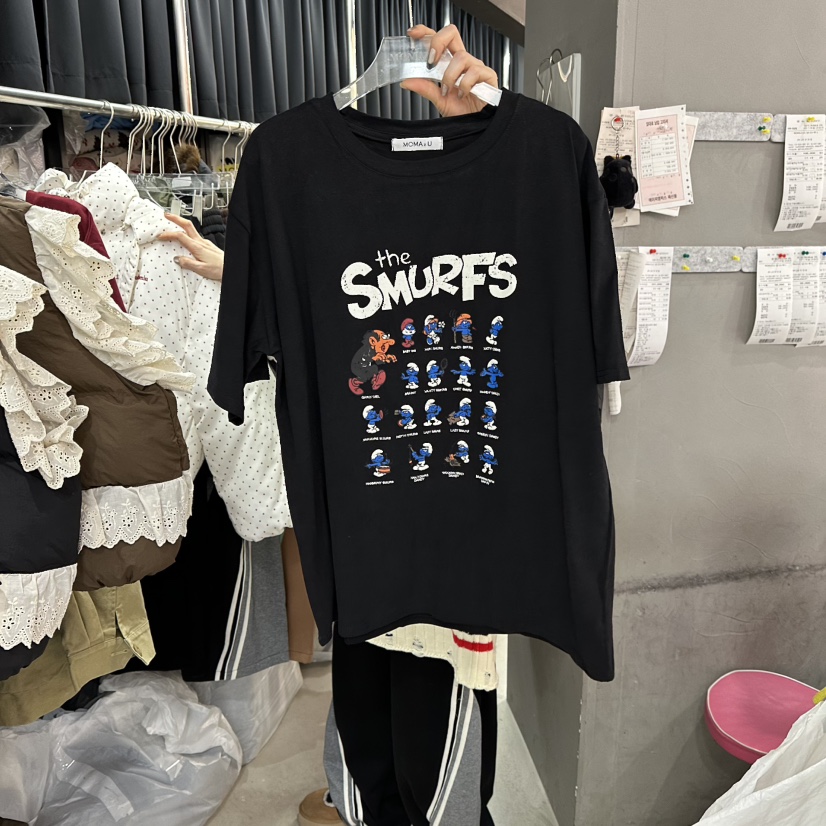 MOMAZU韓國代購㊣女士新款25秋冬熱賣時尚職業人氣推薦休閑T恤MOMAZUT恤圖色5黑色