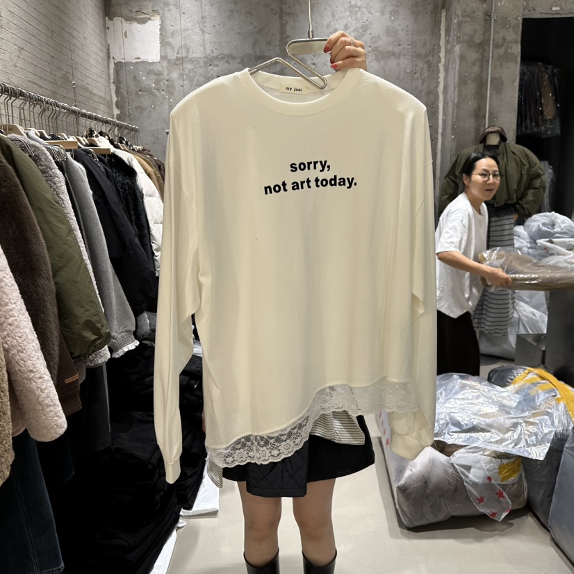 JUNI韓國代購㊣女士新品職業人氣休閑25秋冬時尚熱賣長袖T恤my juni長袖T恤圖色1