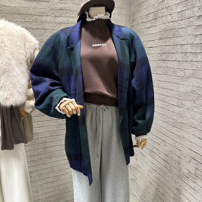 JUNI韓國代購㊣女裝新款25秋冬熱賣人氣職業休閑推薦短款大衣my juni短款大衣圖色3