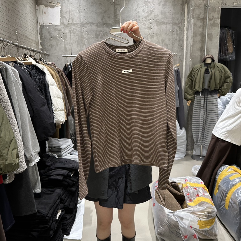 JUNI東大門㊣代購女士新款職業人氣推薦休閑熱賣長袖T恤安哥拉my juni長袖T恤圖色2