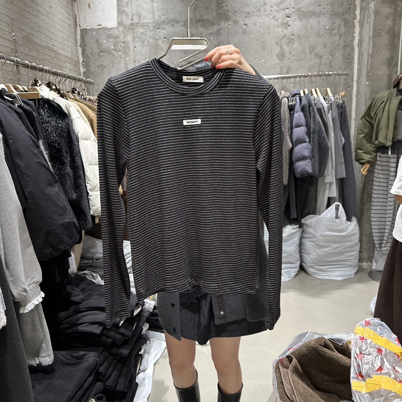 JUNI東大門㊣代購女士新款職業人氣推薦休閑熱賣長袖T恤安哥拉my juni長袖T恤圖色3