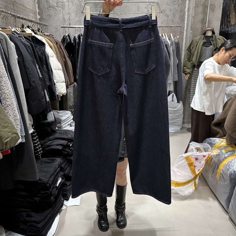 JUNI東大門㊣直郵女裝新品休閑熱賣職業25秋冬牛仔褲含腰帶my juni牛仔褲