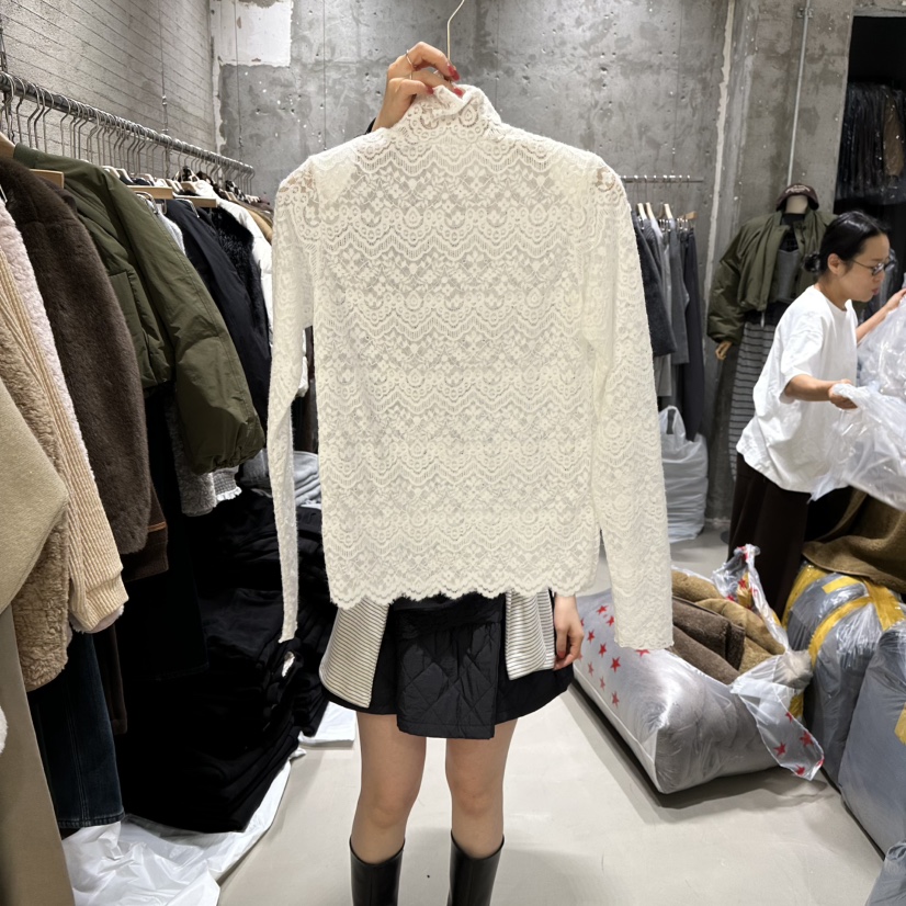 JUNI韓國直郵㊣女士新款熱賣25秋冬推薦時尚休閑襯衫蕾絲衫my juni襯衫/蕾絲衫圖色1